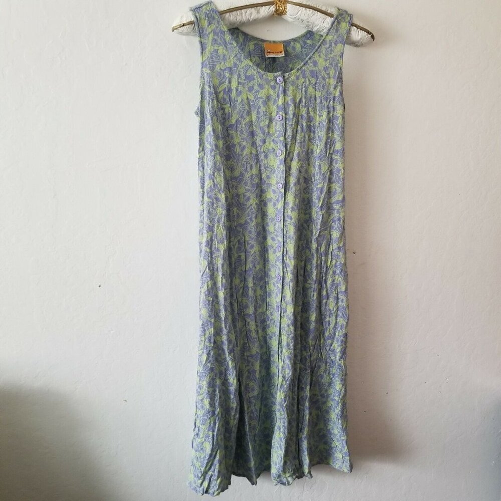 Down Under Women's Sleeveless Sheath Dress Medium Button Down Floral Purple